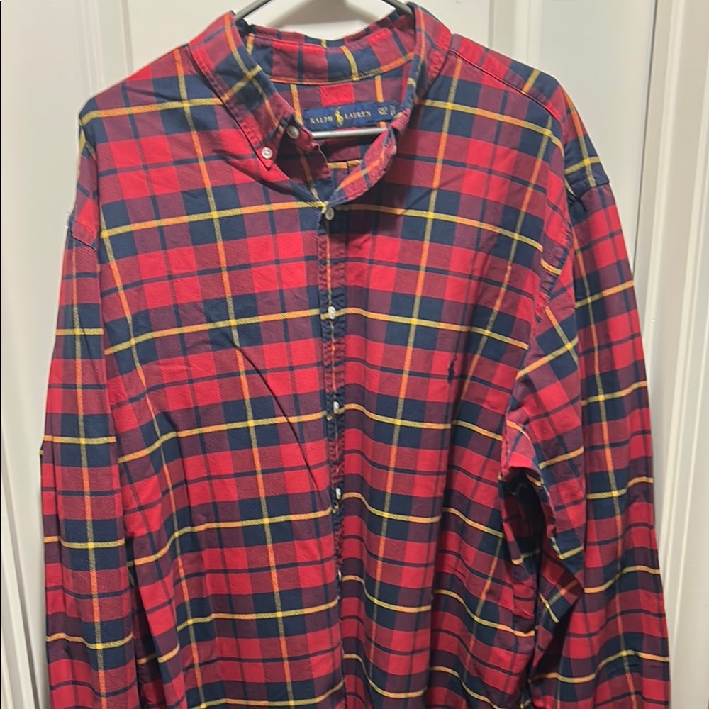 Ralph Lauren Red and Blue Casual Button Down Shirt